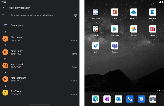 Press the search field and key in the first letters of the recipient's name.