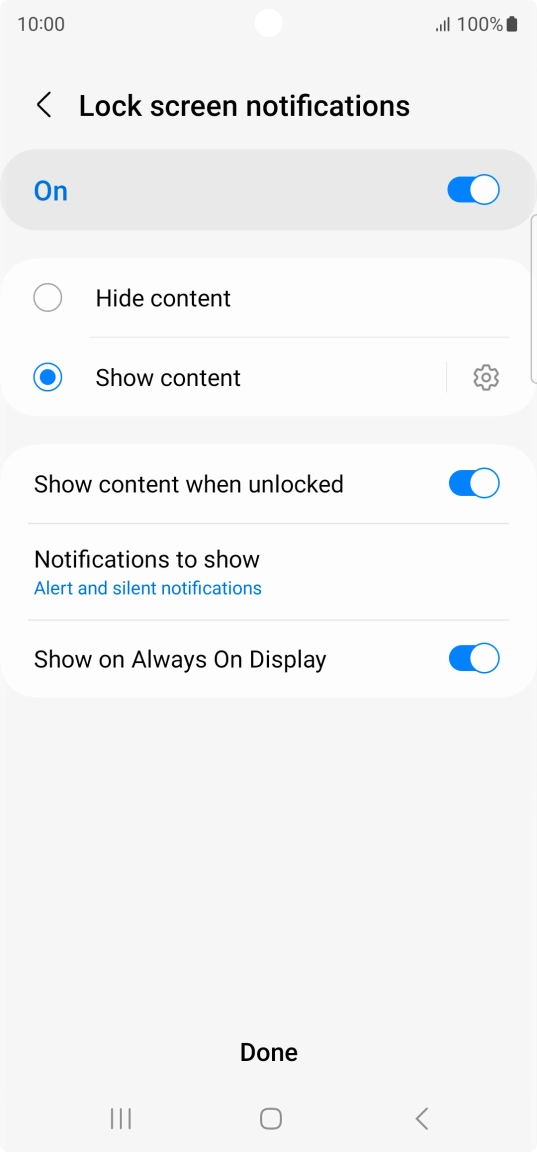 Press the required settings to turn them on or off.