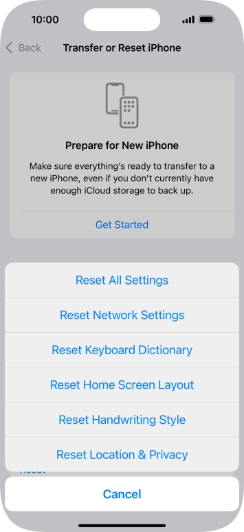Press Reset All Settings.