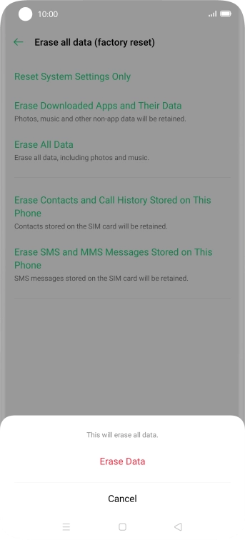 Press Erase Data.