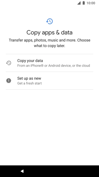 You can transfer the contents of another phone to your phone when it's activated for the first time and after a factory reset. When this screen is displayed, your phone is ready to transfer contents from another phone.
