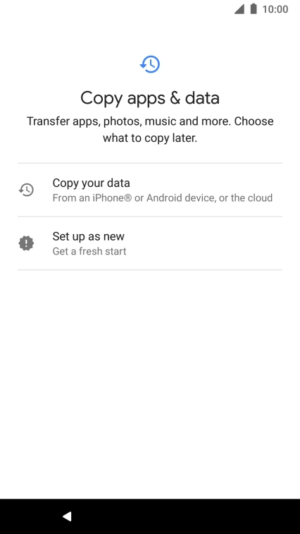 You can transfer the contents of another phone to your phone when it's activated for the first time and after a factory reset. When this screen is displayed, your phone is ready to transfer contents from another phone.