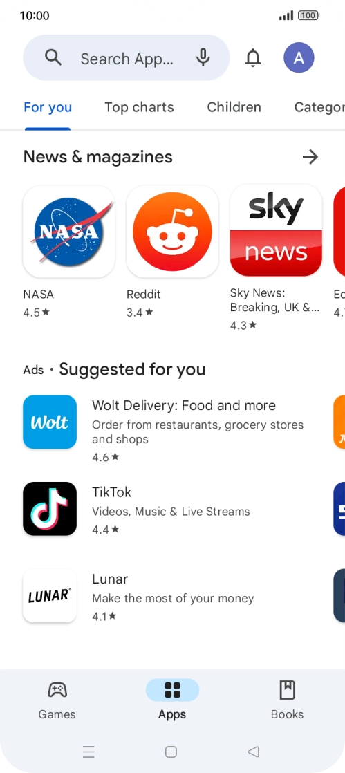 Press the search field.