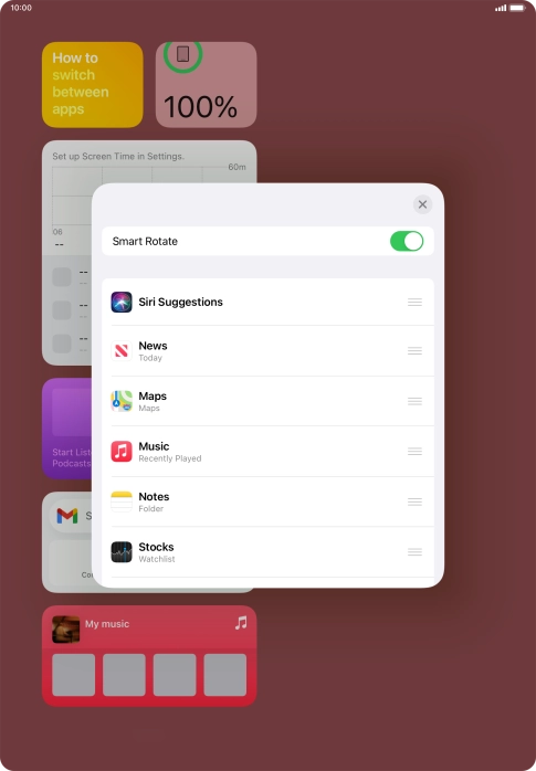Press the indicator next to 