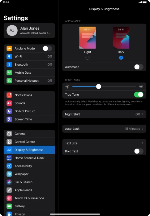 Press the indicator next to 