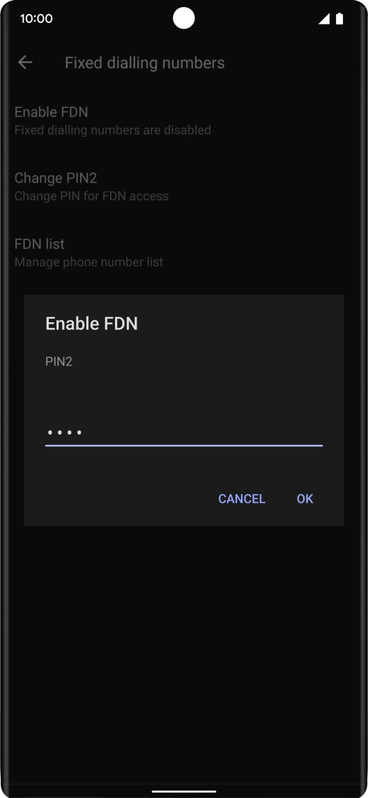 Key in your PIN2 and press OK. The default PIN2 is 0000.