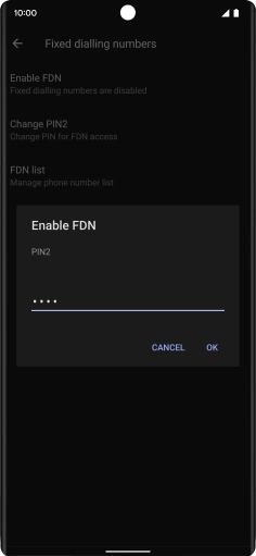 Key in your PIN2 and press OK. The default PIN2 is 0000.