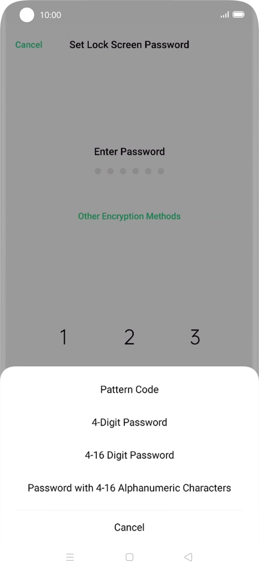 Press the required phone lock code and follow the instructions on the screen to create an additional phone lock code.