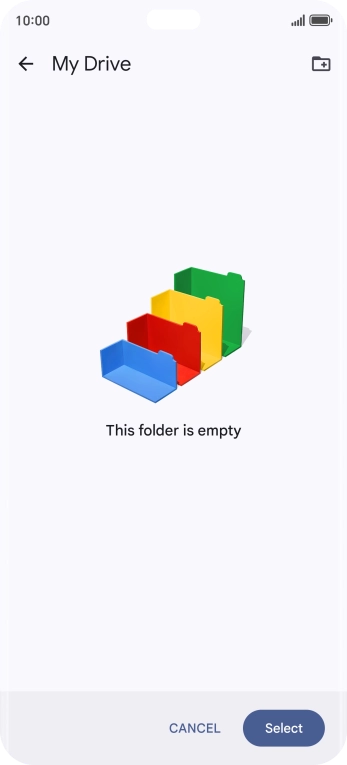 To create a new folder, press the new folder icon and follow the instructions on the screen to create a new folder.