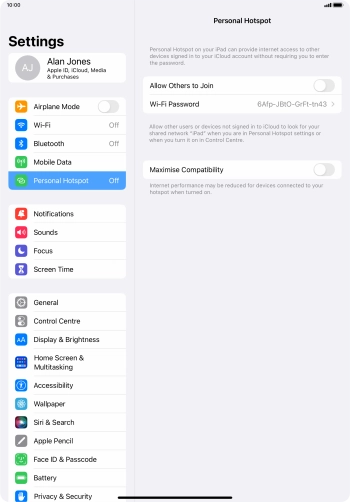 Press Wi-Fi Password and key in the required password.