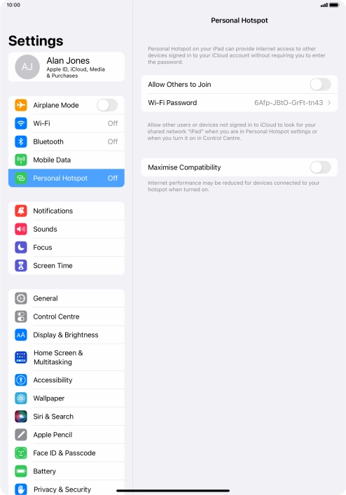 Press Wi-Fi Password and key in the required password.
