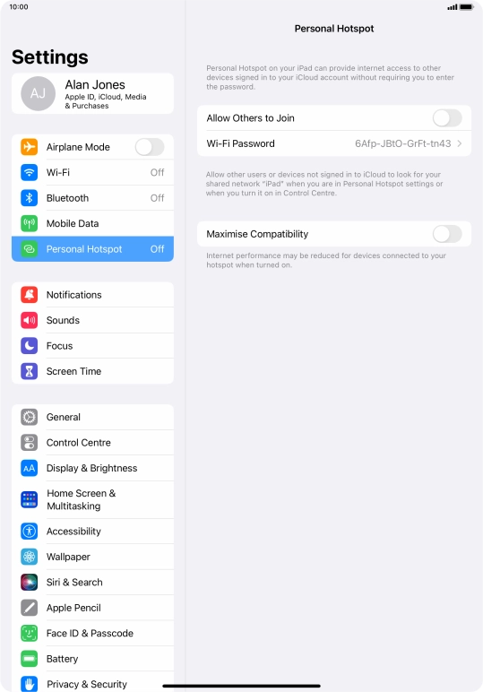 Press Wi-Fi Password and key in the required password.