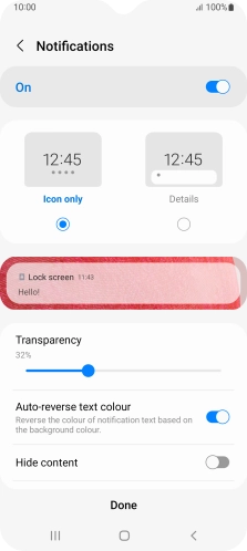 Press the required settings to turn them on or off.