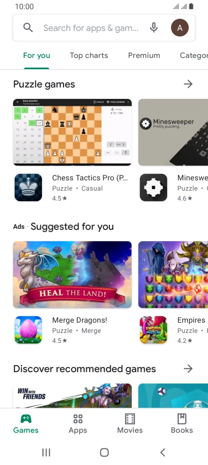 Press the search field.