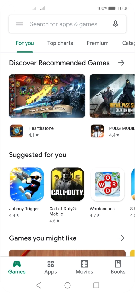 Press the search field.