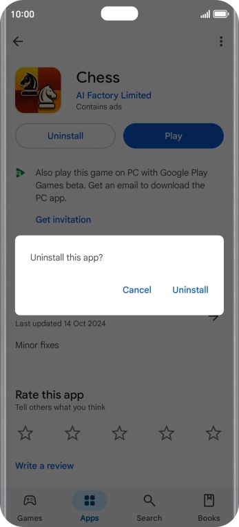 Press Uninstall.