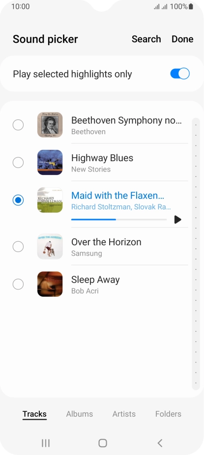 Once you've found a ring tone you like, press Done.