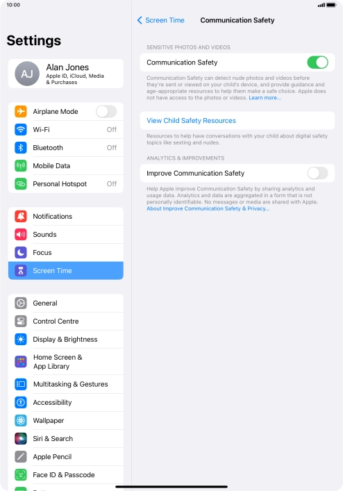 Press the indicator next to 