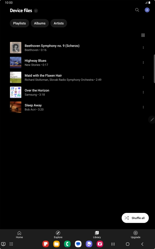 Press the required audio file.