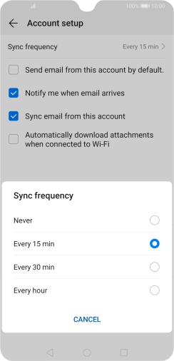 Press the required setting.