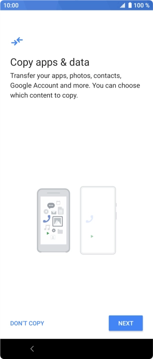 You can transfer the contents of another phone to your phone when it's activated for the first time and after a factory reset. When this screen is displayed, your phone is ready to transfer contents from another phone.