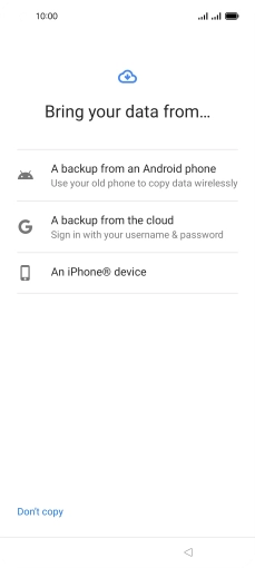 Press the required setting and follow the instructions on the screen to transfer the content from another phone.