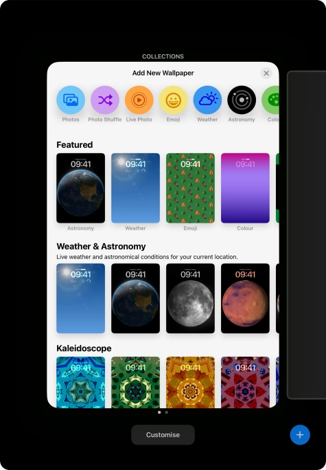 Press the required category and follow the instructions on the screen to select the required background image.