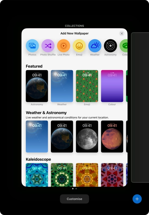 Press the required category and follow the instructions on the screen to select the required background image.