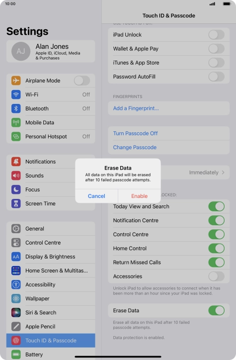 If you turn on the function, press Enable.
