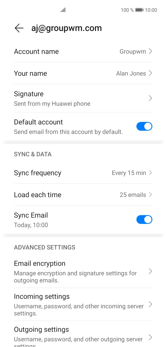 Press Account name and key in the required name.