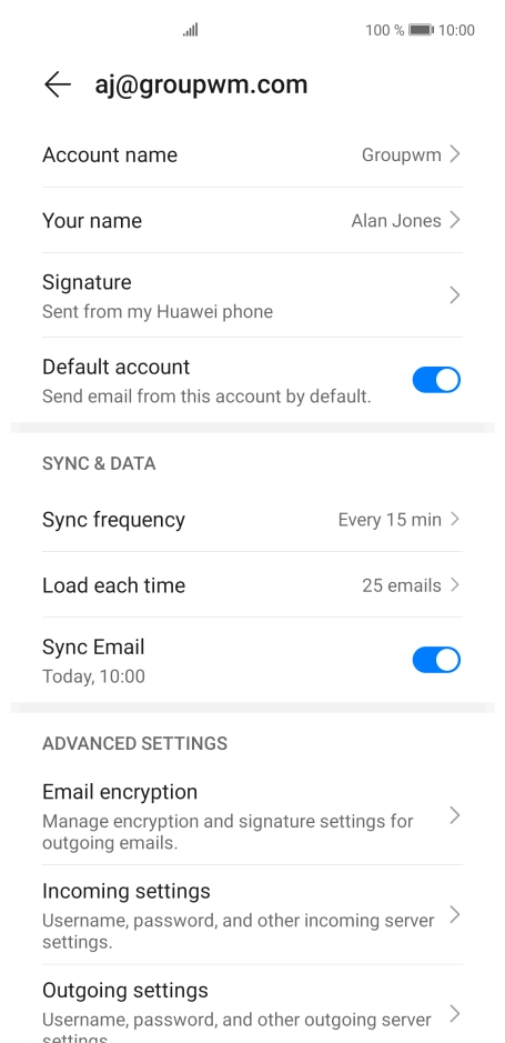 Press Account name and key in the required name.