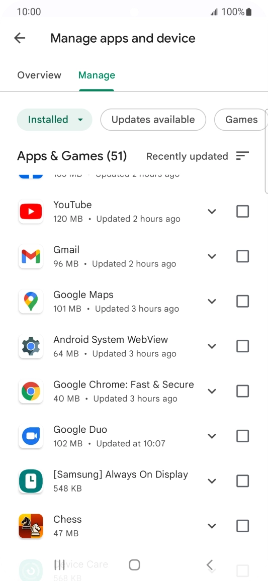 Press the required app.