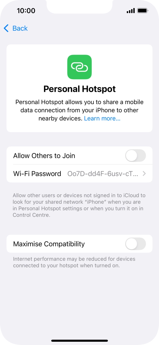 Press Wi-Fi Password and key in the required password.