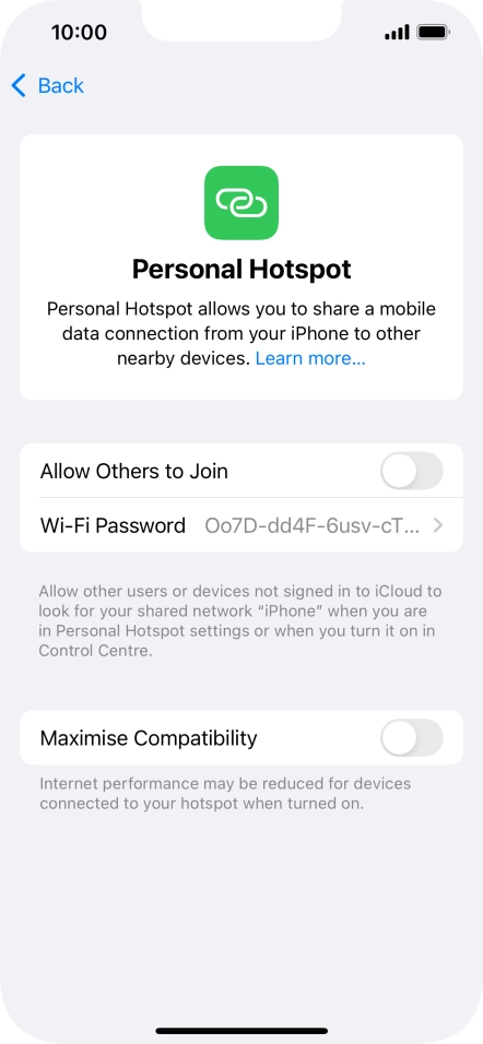 Press Wi-Fi Password and key in the required password.