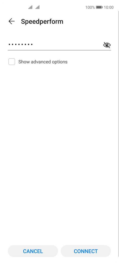 Key in the password for the Wi-Fi network and press CONNECT.