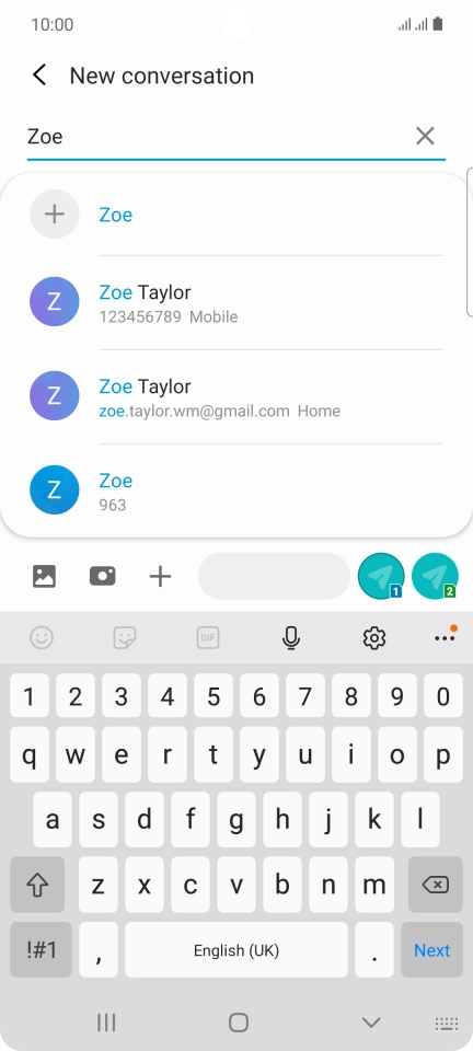 Press the required contact.