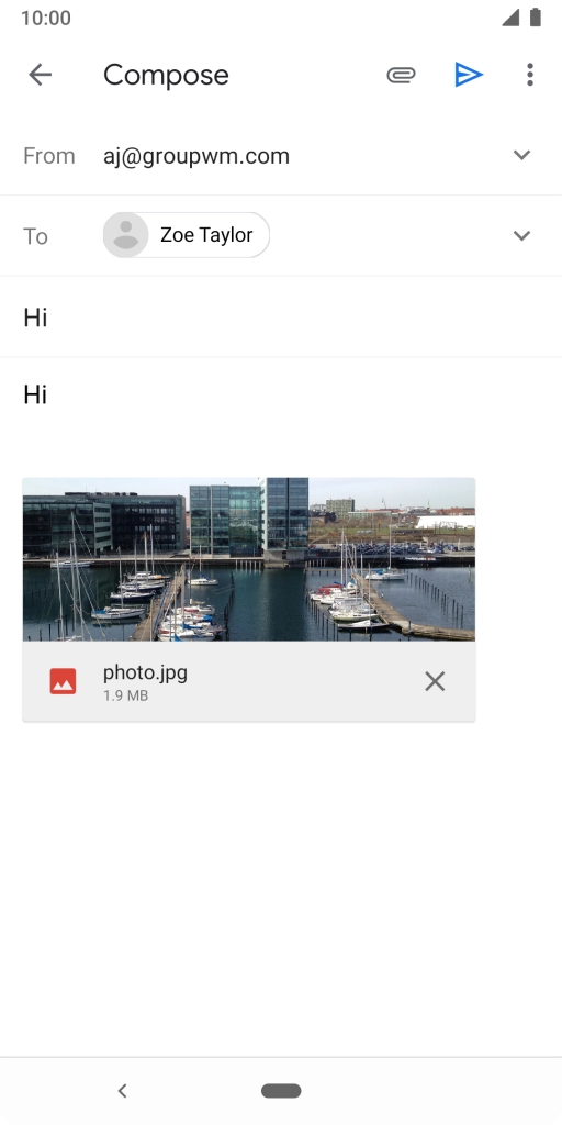 Press the send icon when you've finished your email.