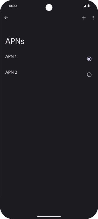 Press the field next to the data connection to activate it.