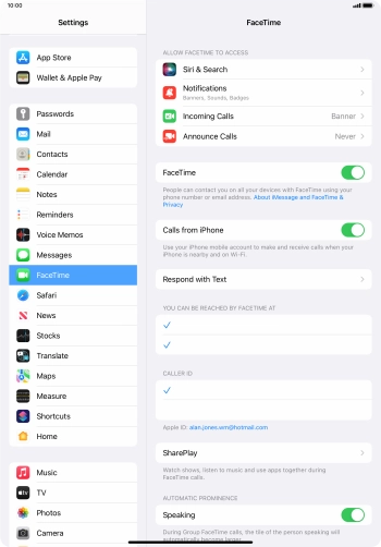 Press the required setting below 