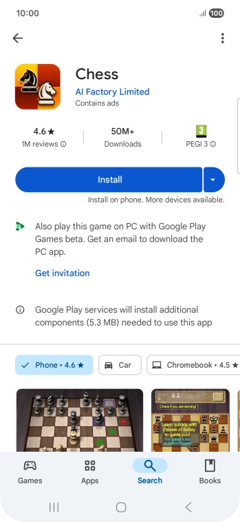 Press Install and follow the instructions on the screen to install the app.
