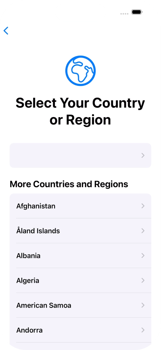 Press the required country or area.