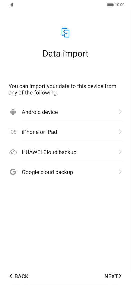 You can transfer the contents of another phone to your phone when it's activated for the first time and after a factory reset. When this screen is displayed, your phone is ready to transfer contents from another phone.
