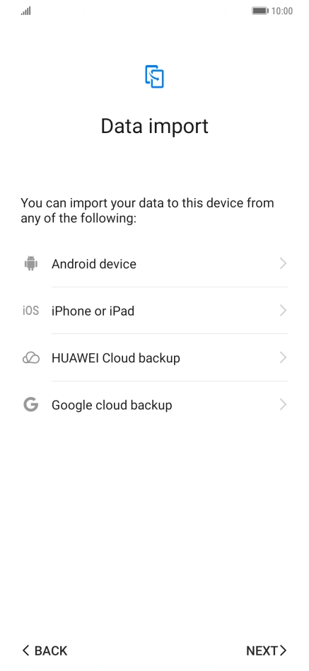 You can transfer the contents of another phone to your phone when it's activated for the first time and after a factory reset. When this screen is displayed, your phone is ready to transfer contents from another phone.