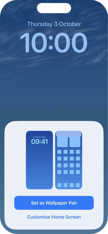 To use the same colour theme on the home screen, press Set as Wallpaper Pair.
