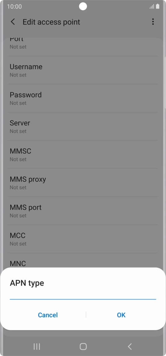 Key in default and press OK.