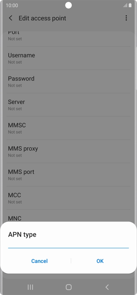 Key in default and press OK.