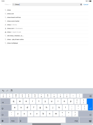 Key in the name or subject of the required app and press enter.