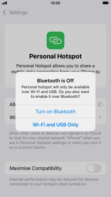 If Wi-Fi is turned on, press Wi-Fi and USB Only.