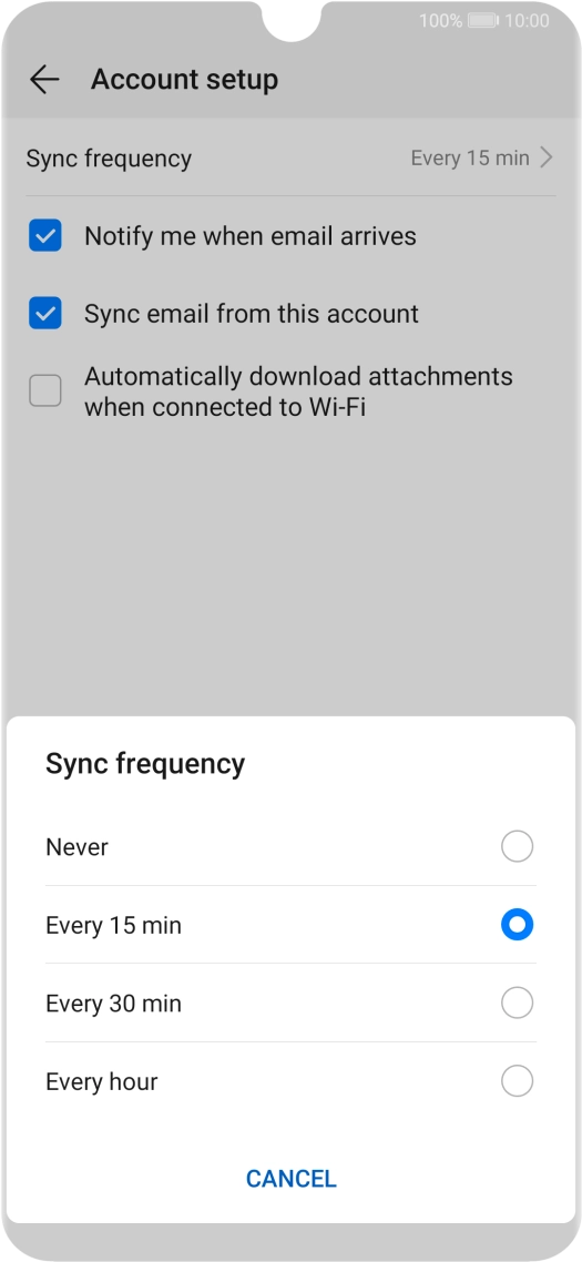 Press the required setting.