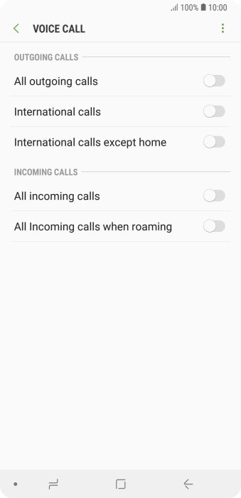 Press the indicator next to the required barring type.